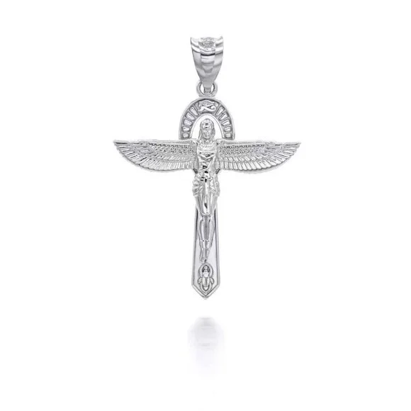 10K Solid Gold Egyptian Goddess Isis Pendant Charm - Yellow, Rose, or White